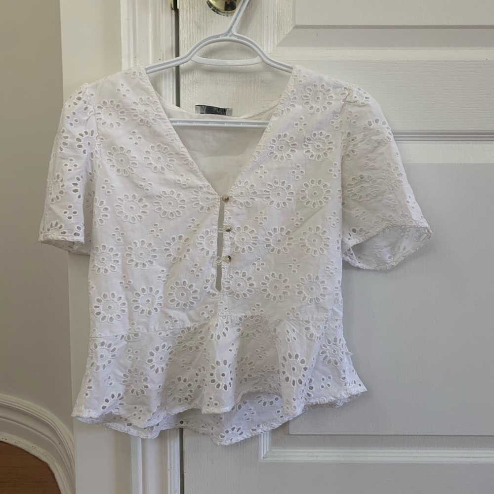 Zara white eyelet blouse